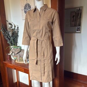 NWT northern reflections size small Women's Tan Belted Jacket Dress 100% cotton
